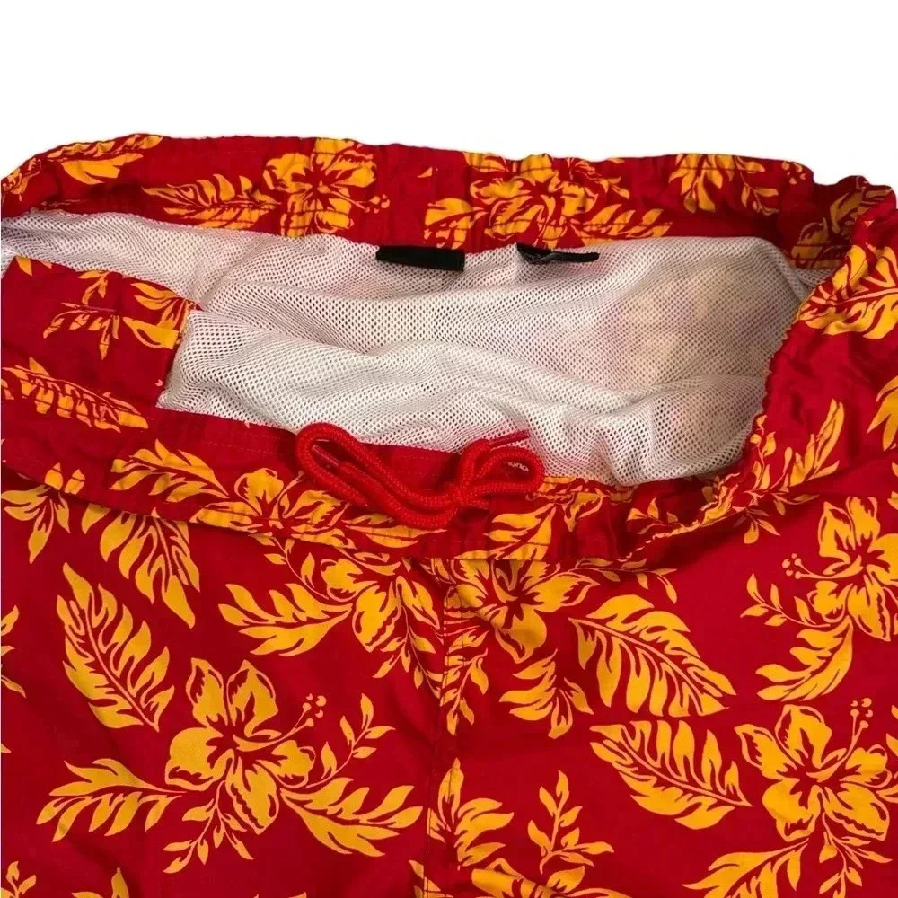 Consensus Men's M Swim Trunks Hawaiian Red with Mesh Liner, Pockets - Picture 4 of 7